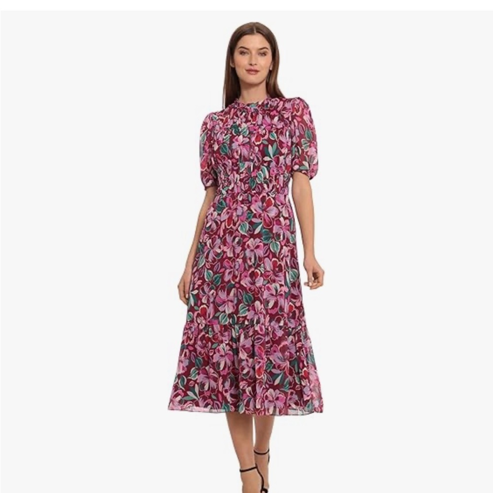 NWT Maggie London Woman Mock Neck Midi Fit & Flare Dress